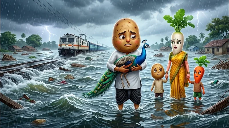 आलू ने बाढ़ में बचाई मोरों की जान | Hindi Cartoon Story”
